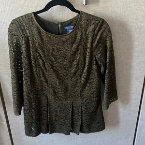 Olive green lace top